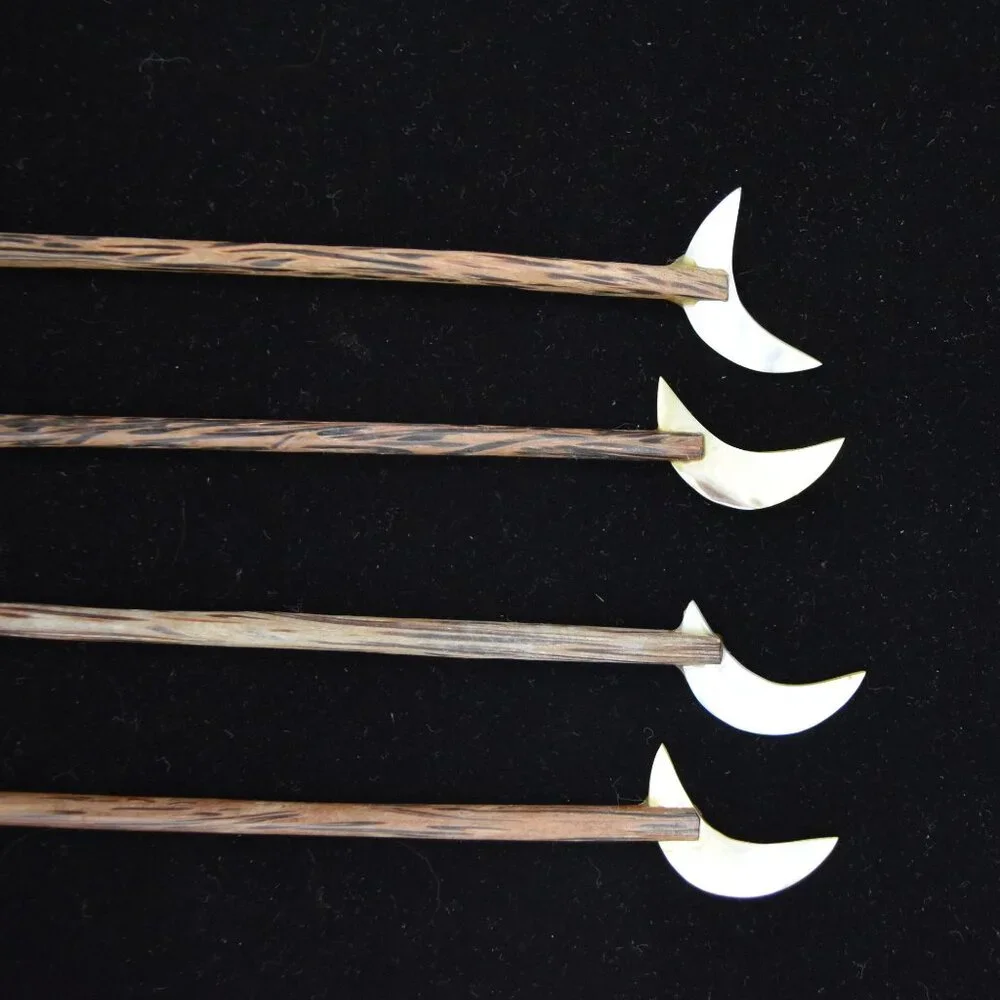 Set of 4 Mother of Pearl Spoons Bali Sono Wood 7